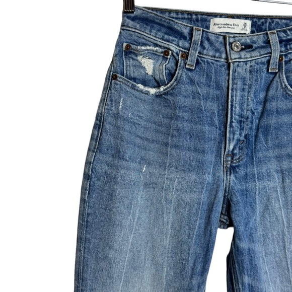 Abercrombie & Fitch High Rise Mom Jean Straight Leg Rigid Denim 25 Regular FLAW - Picture 6 of 16